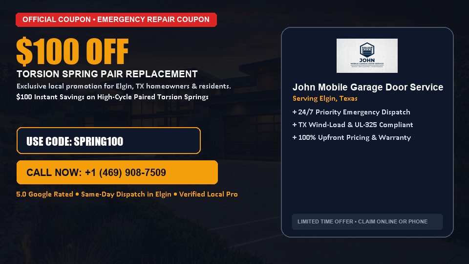 John Mobile Garage Door Service $100 OFF Dual Torsion Spring Replacement