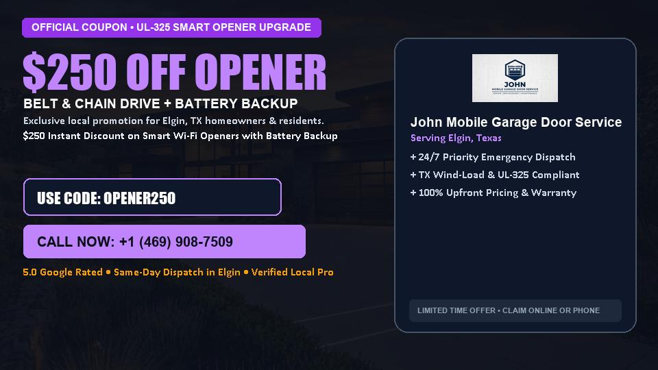 John Mobile Garage Door Service $250 OFF Premium LiftMaster Opener Installation